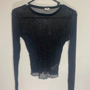 Garage Black Shimmer Sheer Blouse